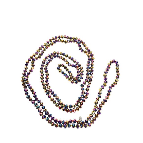 Kirks Folly Single Strand Purple Shimmer Bead Flapper Necklace (6281) - Picture 5 of 6
